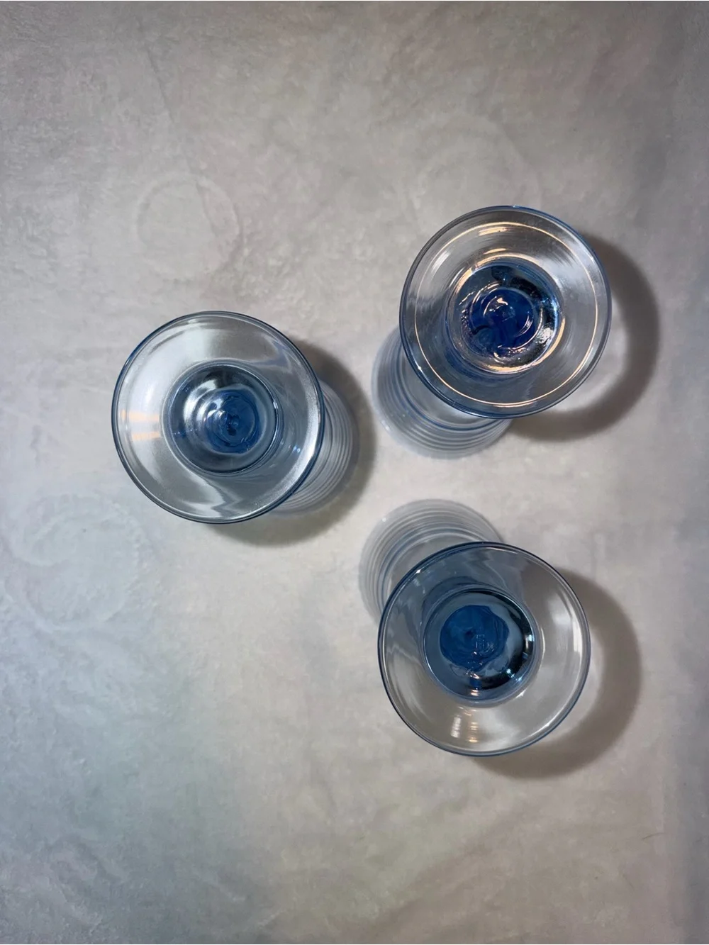Vintage Set‎ of 3 Libbey Sirrus Blue Ribbed Water Wine Goblets 7